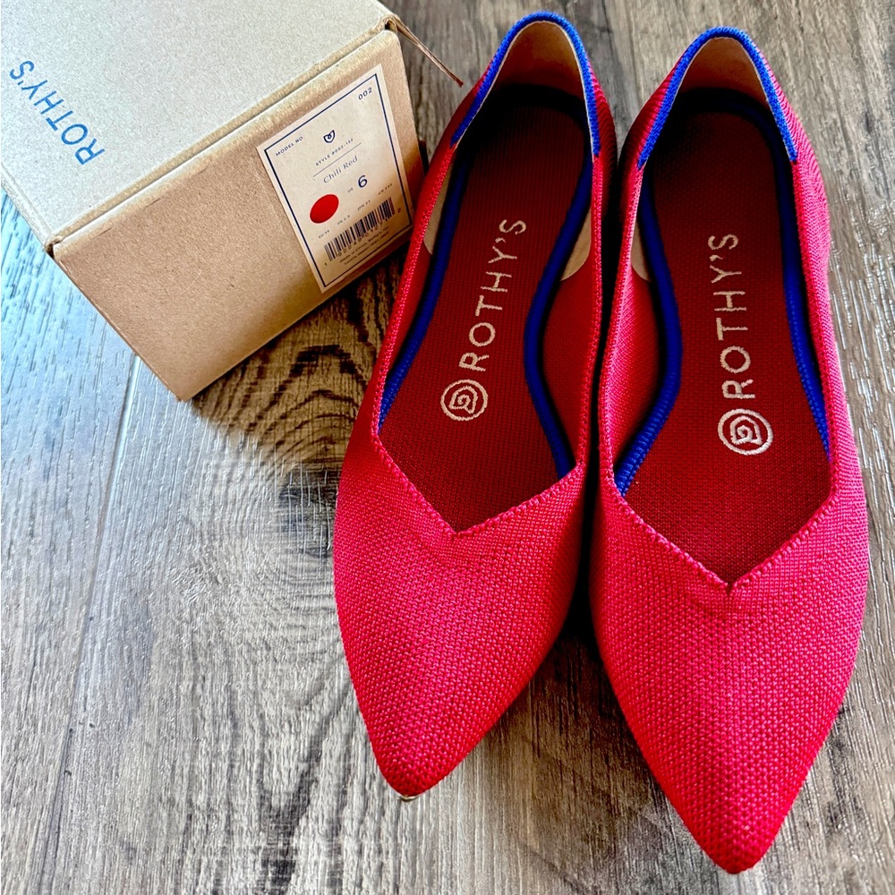 ✨ Rothy’s The Point Flats – Chilli Red (Size 6) ✨ Box incl. EXCELLENT CONDITION